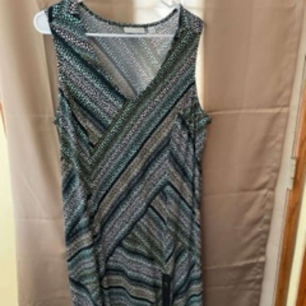 Susan Graver Petite Liquid Knit Maxi Dress XL Black Blue